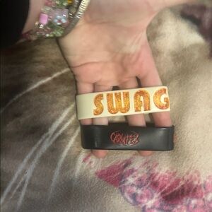 SWAG Glitter White Silicone Bracelet + Black carnifex band Wristband
